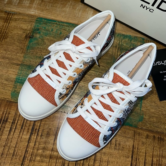 J/Slides Orange & Blue Tropical Nikki platform embroidered Sneaker. SZ 7… - Picture 7 of 12